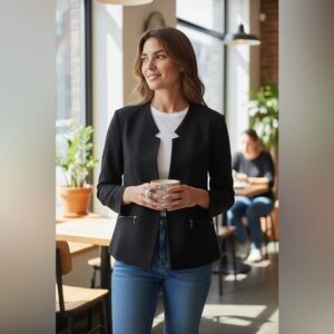 Roz & Ali Black Suit Jacket Open Size M